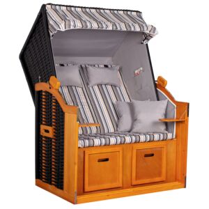 Fauteuil-cabine de plage à rayures olive/gris «Mer Baltique»
