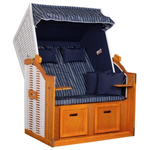 Fauteuil-cabine de plage à rayures bleu/gris «Mer Baltique»