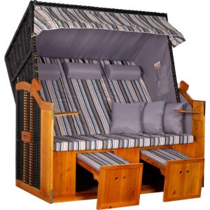 Fauteuil-cabine de plage XXL à rayures olive/gris «Mer Baltique»