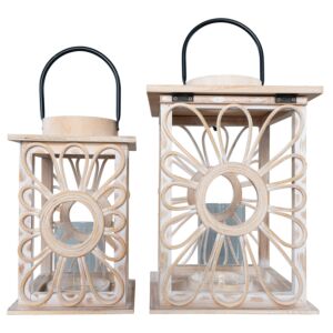 Lanternes décoratives «Fleurs», lot de 2