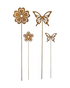 Décoration «fleur/papillon», set de 4 pièces