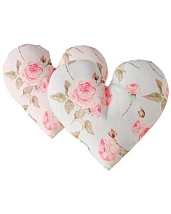 Coussins décoratifs en forme de cœur «Roses», lot de 2