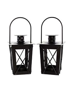 Mini-lanternes noires «Métal», lot de 2